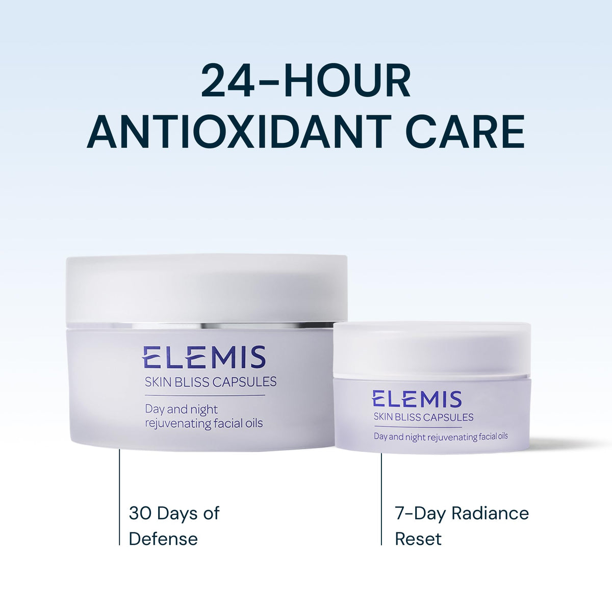 ELEMIS capsule next to hand for scale, indicates travel-friendly single-use convenience