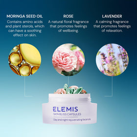 ELEMIS oil texture on skin showing lightweight absorption and dewy finish benefit