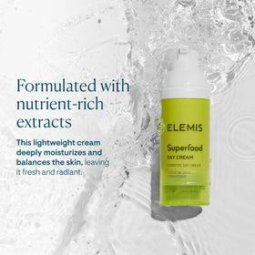 ELEMIS product beside matcha and botanicals highlighting antioxidant benefit