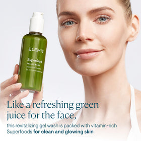 ELEMIS pump and cap detail highlighting easy dispensing benefit