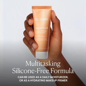 ELEMIS product in hand showing compact 20ml scale and portability