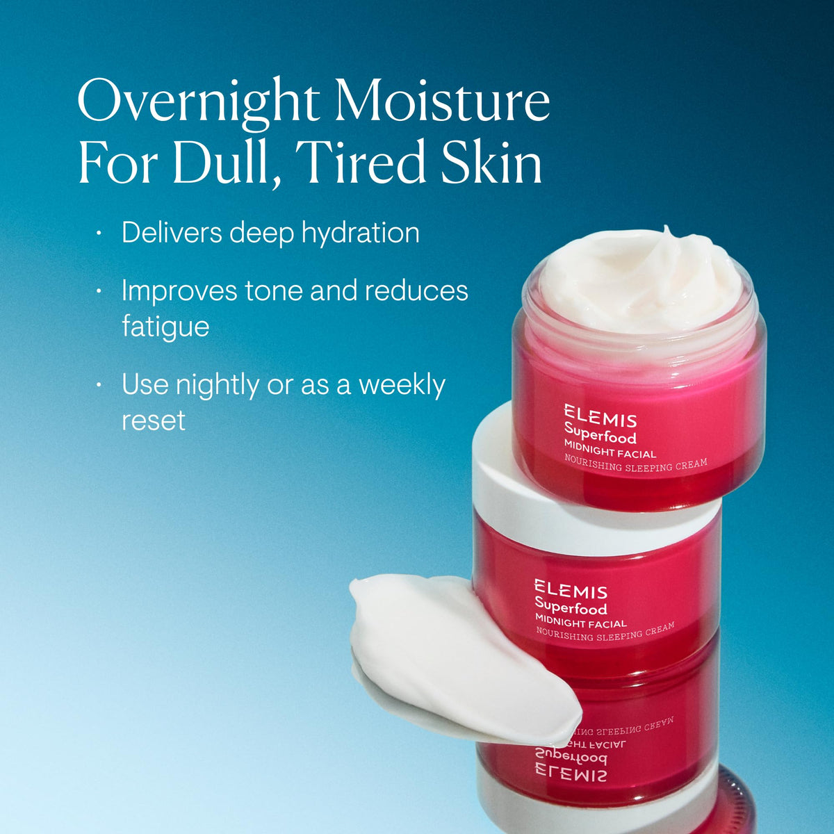ELEMIS open jar close-up of gel-cream texture for fast-absorbing hydration benefit