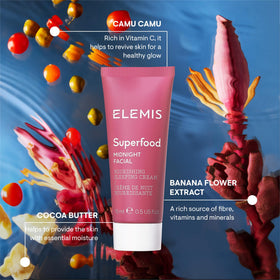 Label close-up on ELEMIS packaging highlighting ingredient callouts and clarity benefit