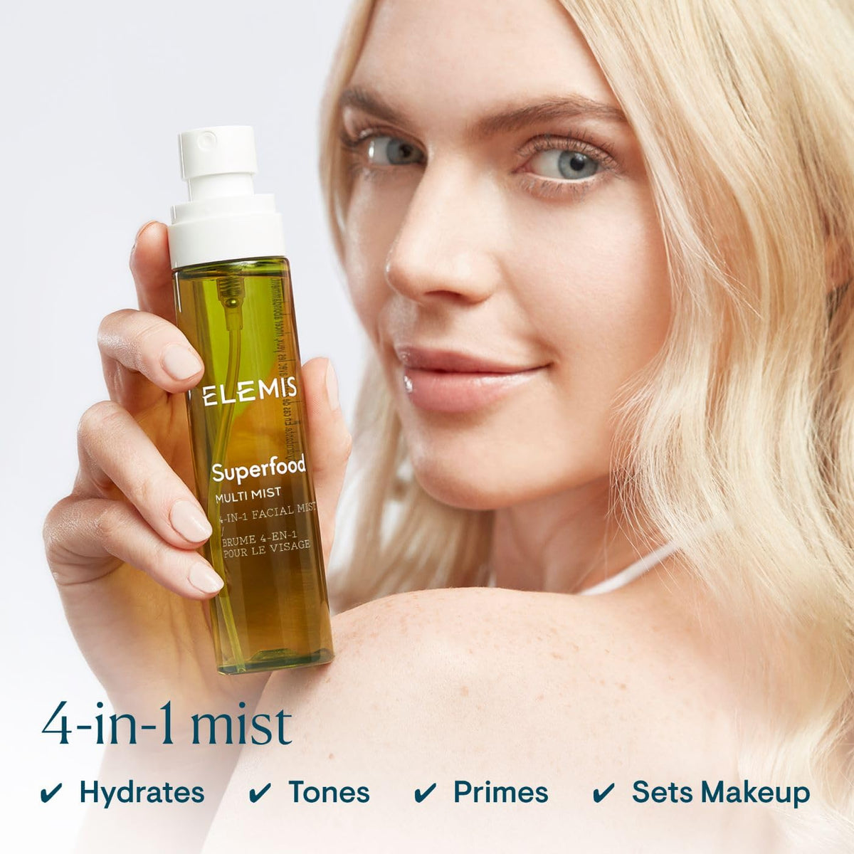 ELEMIS mist spray closeup producing fine hydration spray for quick refresh