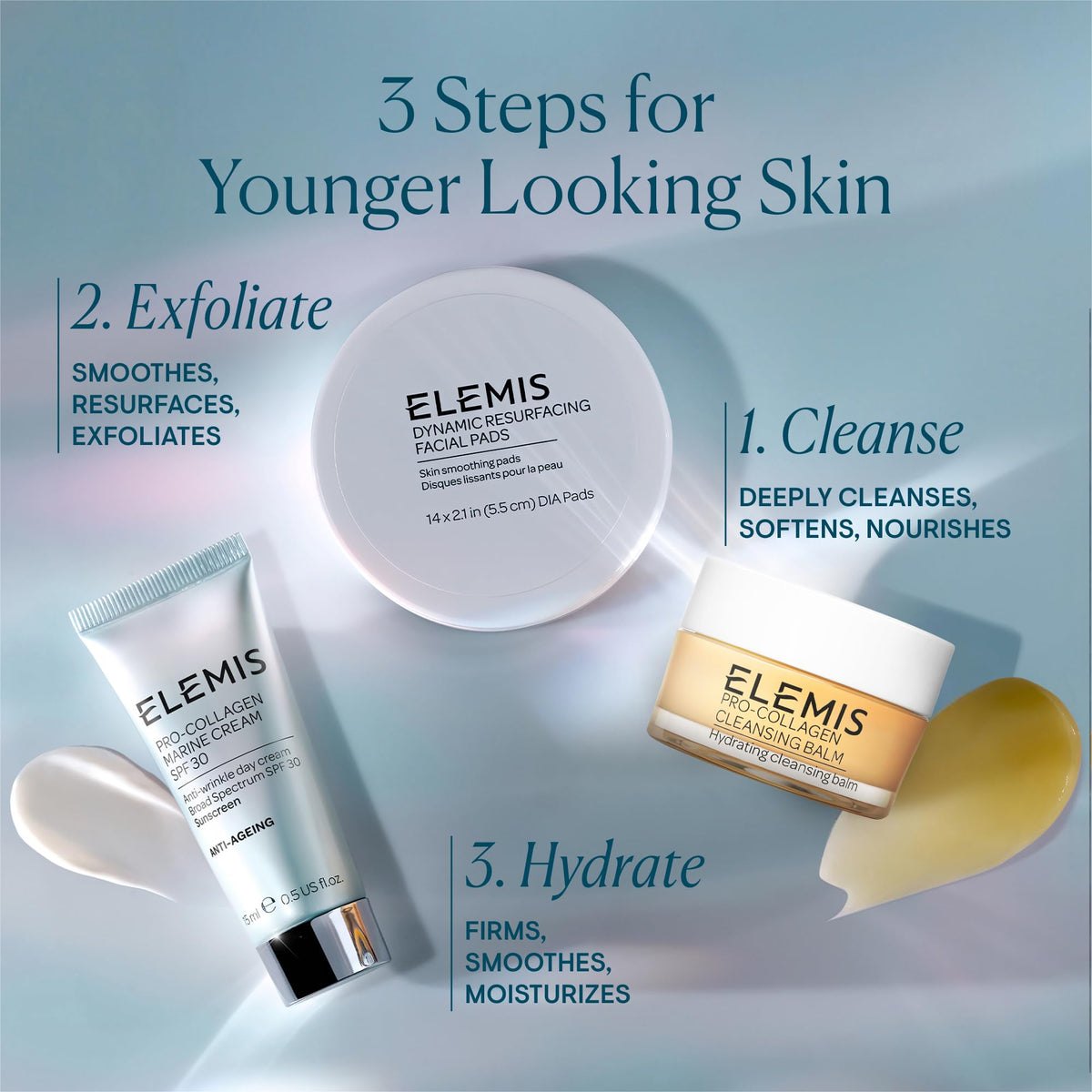 ELEMIS travel-size 20g in hand showing scale and portability benefit