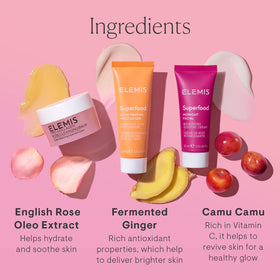 ELEMIS travel-size bottles beside a passport showing compact travel-friendly benefit