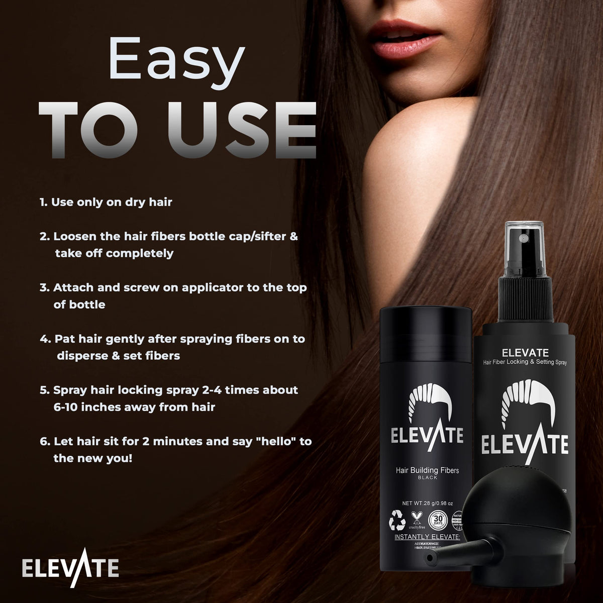 Elevate application before and after on scalp delivering discreet coverage