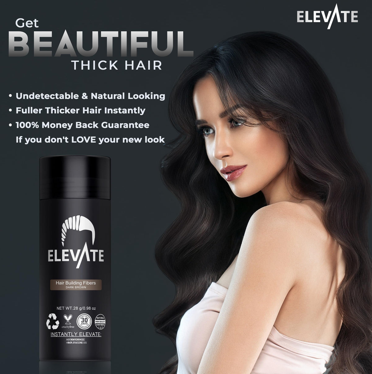 Elevate before and after crown image illustrating fuller-looking hair and improved density