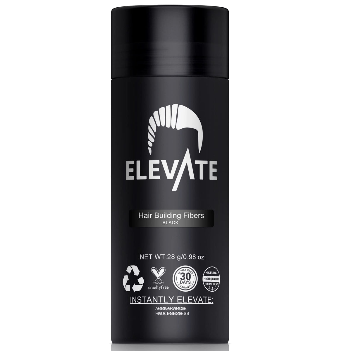Elevate front packaging showing bottle and clear label, brand elevates confidence