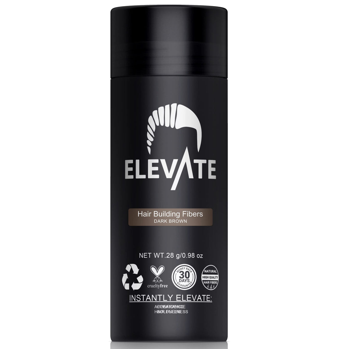 Elevate front packaging showing dark brown bottle and clear label providing immediate confidence