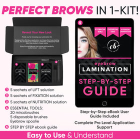 Elevate the Beauty after-treatment brows showing lifted, groomed results