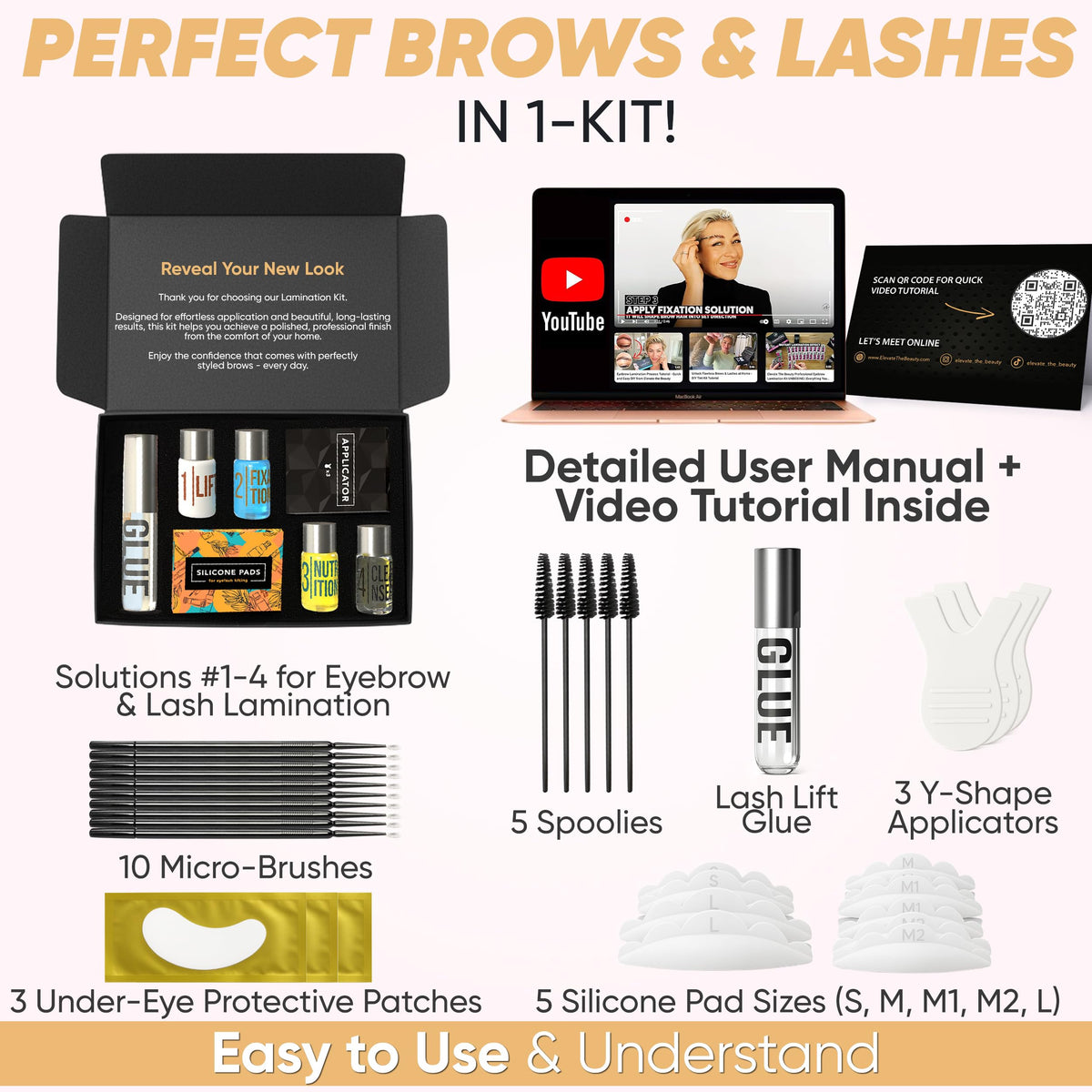 Elevate the Beauty lashes before and after image showing lifted curl and definition