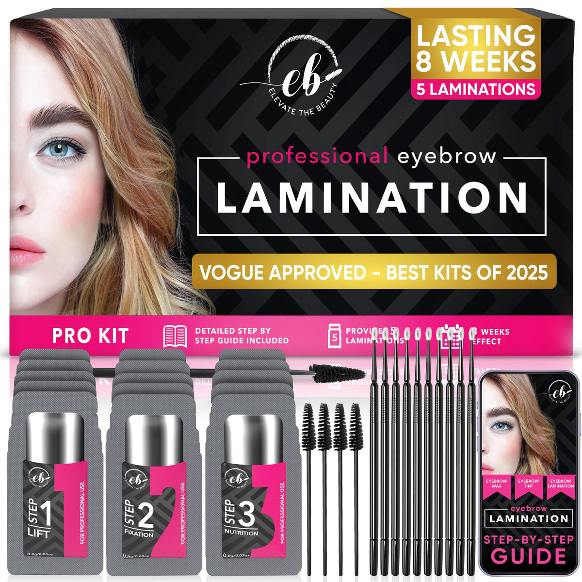 Elevate the Beauty kit front packaging showing complete salon set and benefits