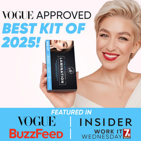 Elevate the Beauty model applying kit to brows for professional-looking lift