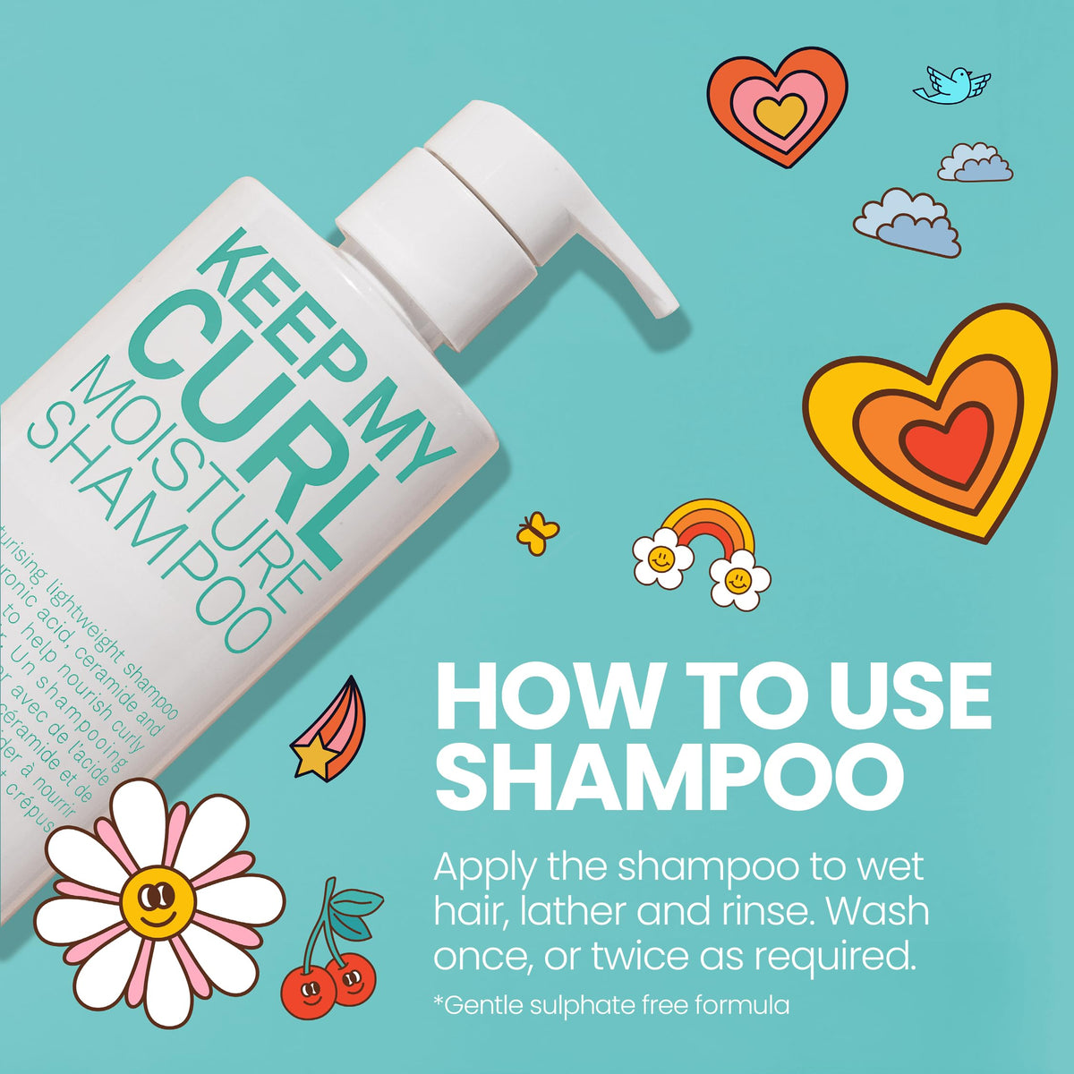 ELEVEN AUSTRALIA shampoo applied to curly hair showing reduced frizz while washing benefit