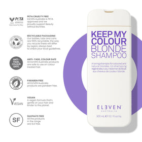 ELEVEN AUSTRALIA before and after blonde comparison showing reduced brassiness