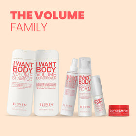 ELEVEN AUSTRALIA product on bathroom shelf styled to show everyday volumizing routine