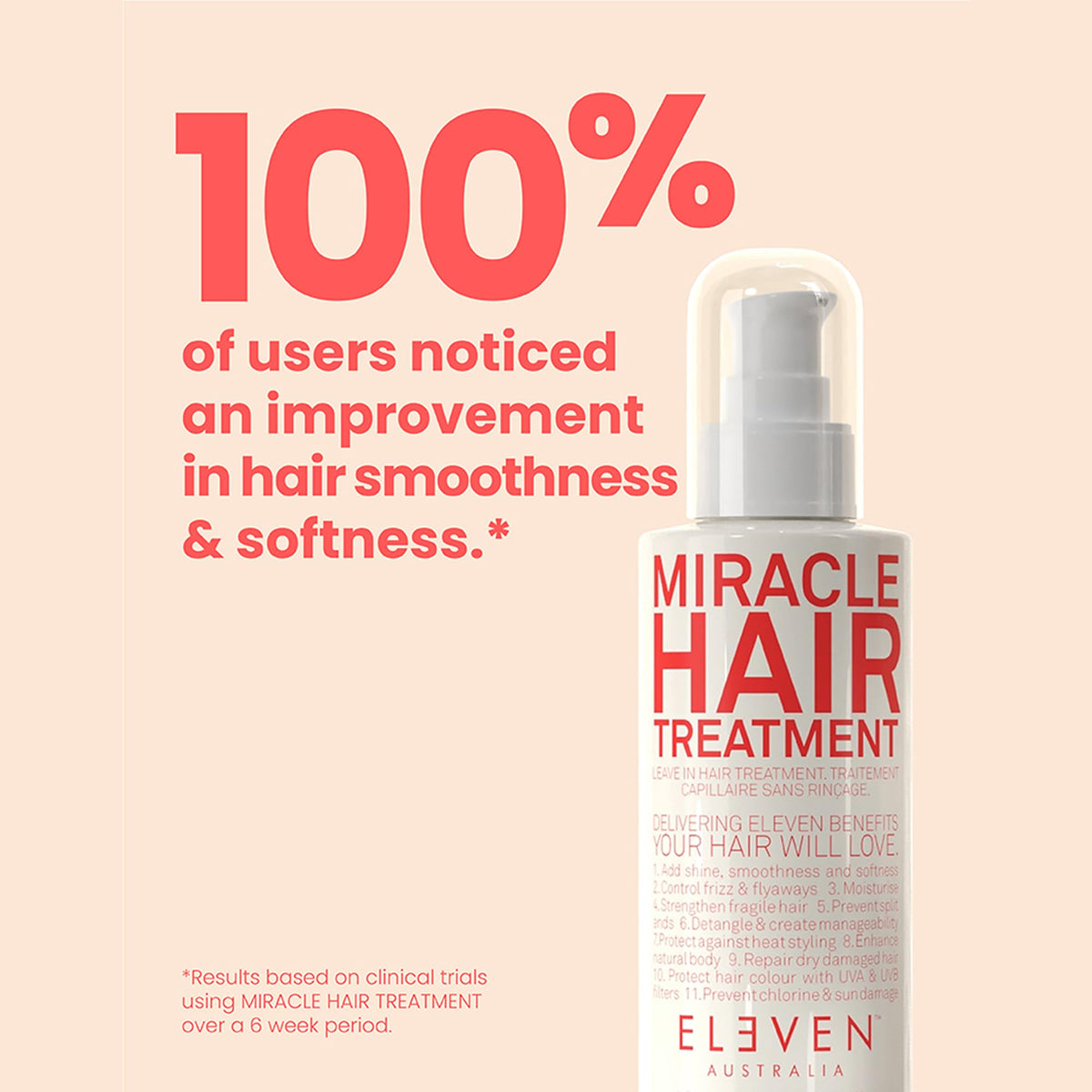 ELEVEN AUSTRALIA used on straight hair to reduce frizz and flyaways