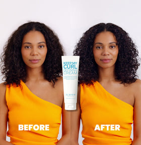 ELEVEN AUSTRALIA being diffused on model to show enhanced curl definition