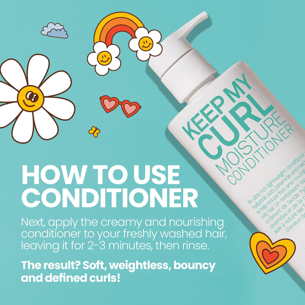 ELEVEN AUSTRALIA conditioner applied in shower demonstrating even application for curls