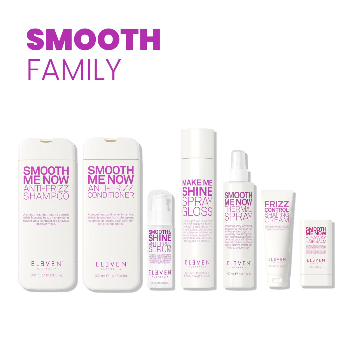 ELEVEN AUSTRALIA styled smooth hair after wash showing frizz reduction benefit