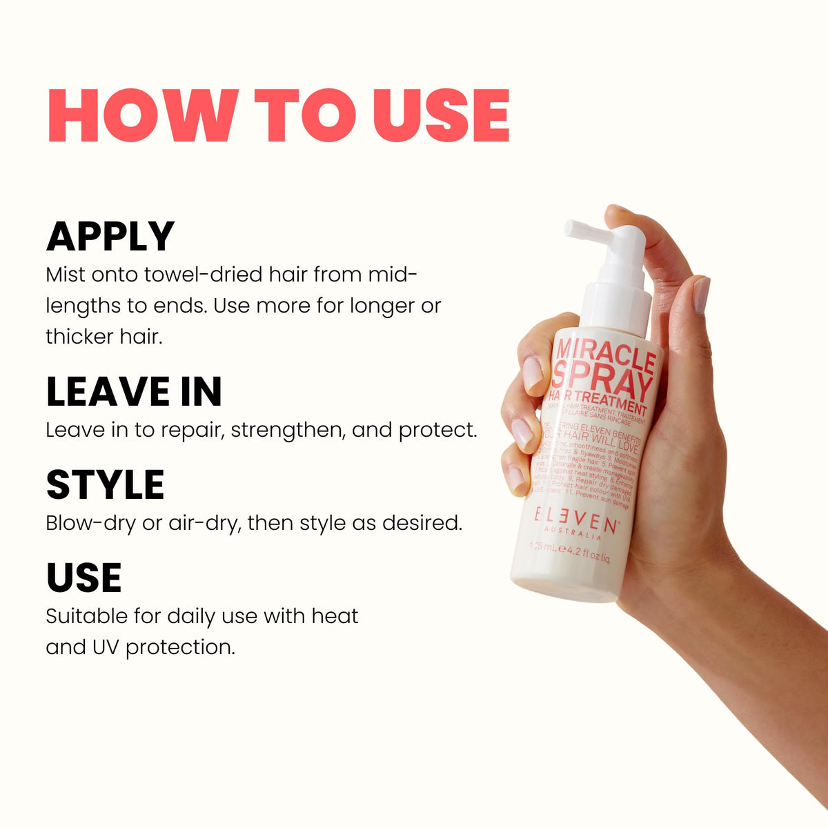 ELEVEN AUSTRALIA in-use on curly hair reducing tangles and defining curls