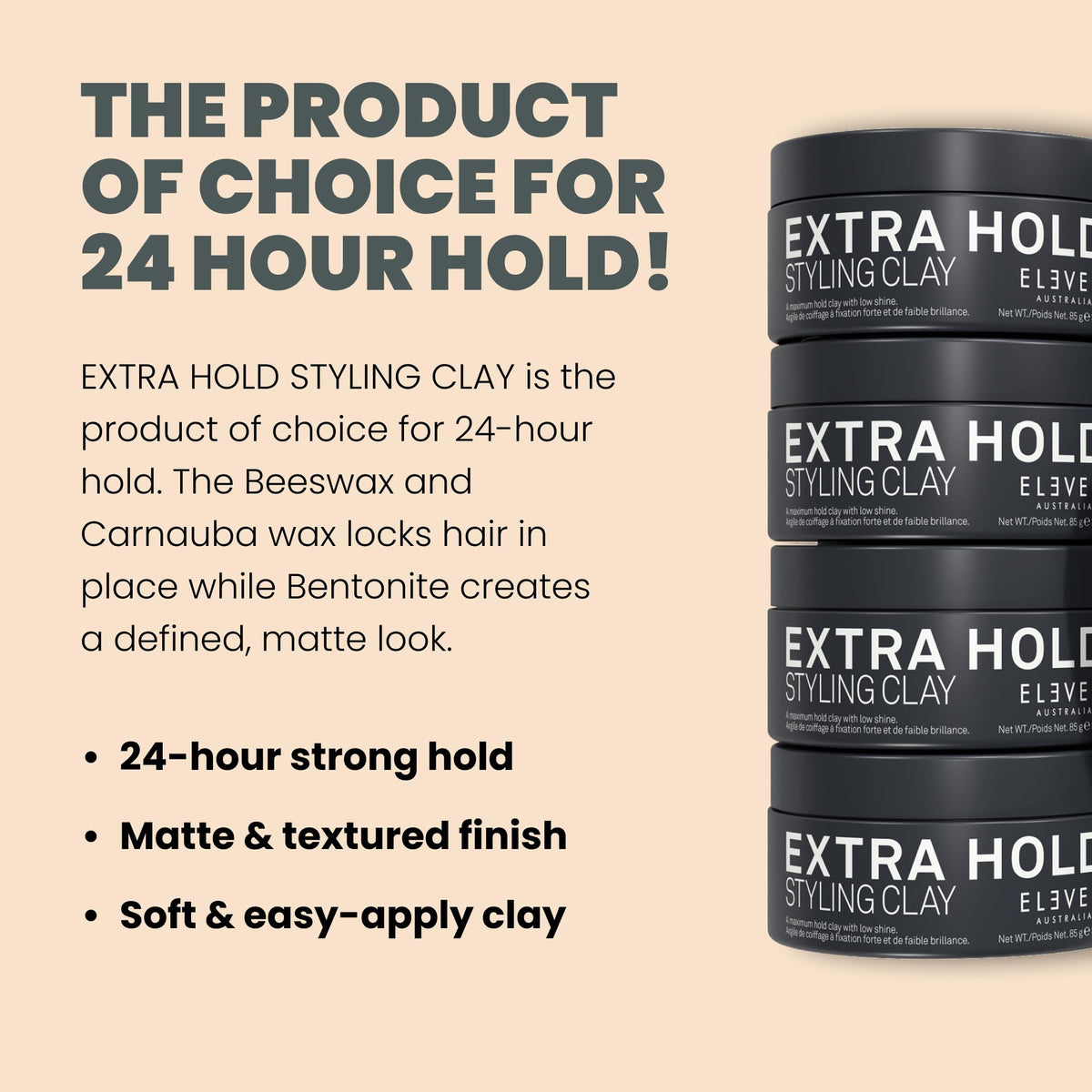 ELEVEN AUSTRALIA open tin displaying clay texture to show matte finish and easy scoopability