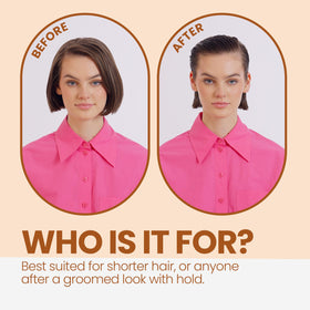 ELEVEN AUSTRALIA combed hairstyle close-up with shine, shows sleek controlled finish