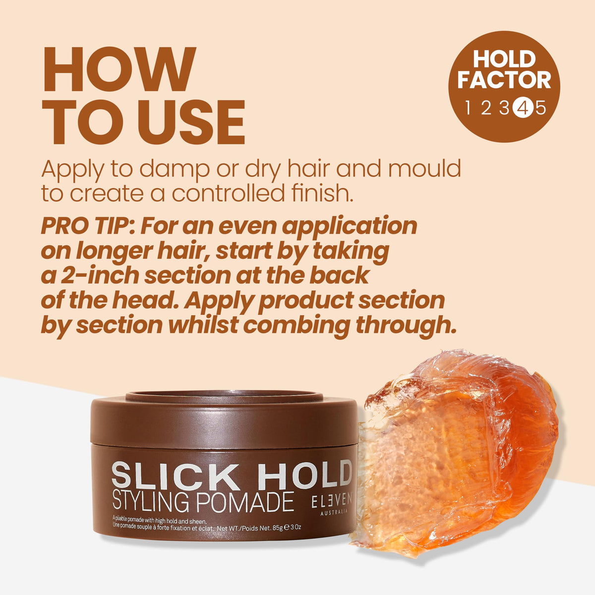 ELEVEN AUSTRALIA open jar showing glossy pomade texture, highlights easy application