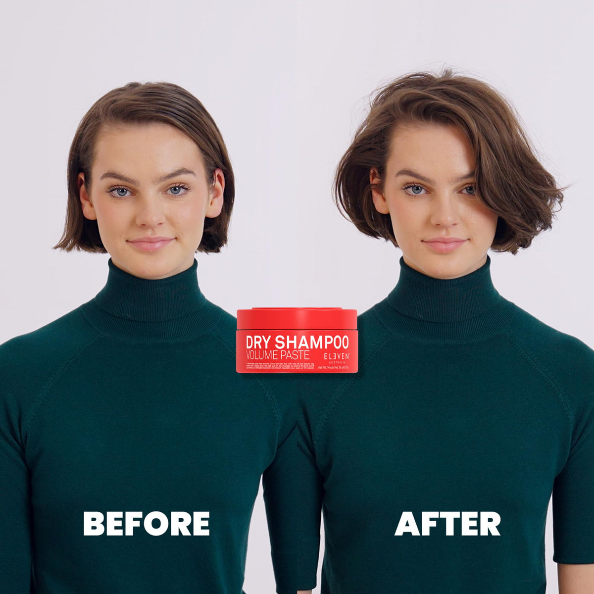 ELEVEN AUSTRALIA product in hand while applying to roots demonstrating quick refresh