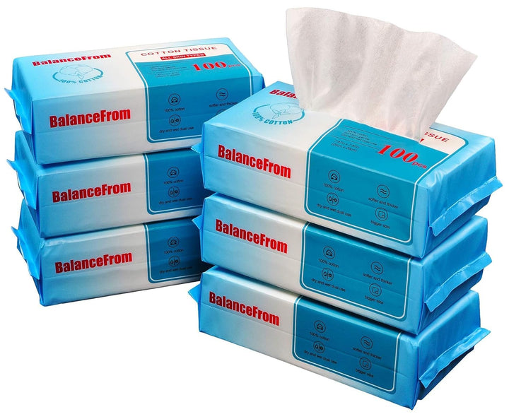Elevon front packaging showing pack of six soft unscented cotton tissues for convenience
