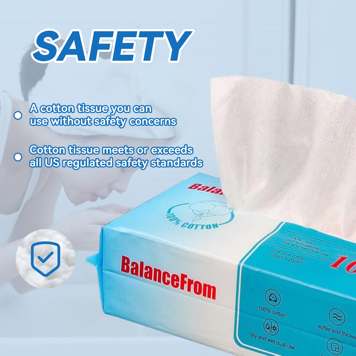 Hand holding Elevon tissue for size comparison showing portable pack and coverage