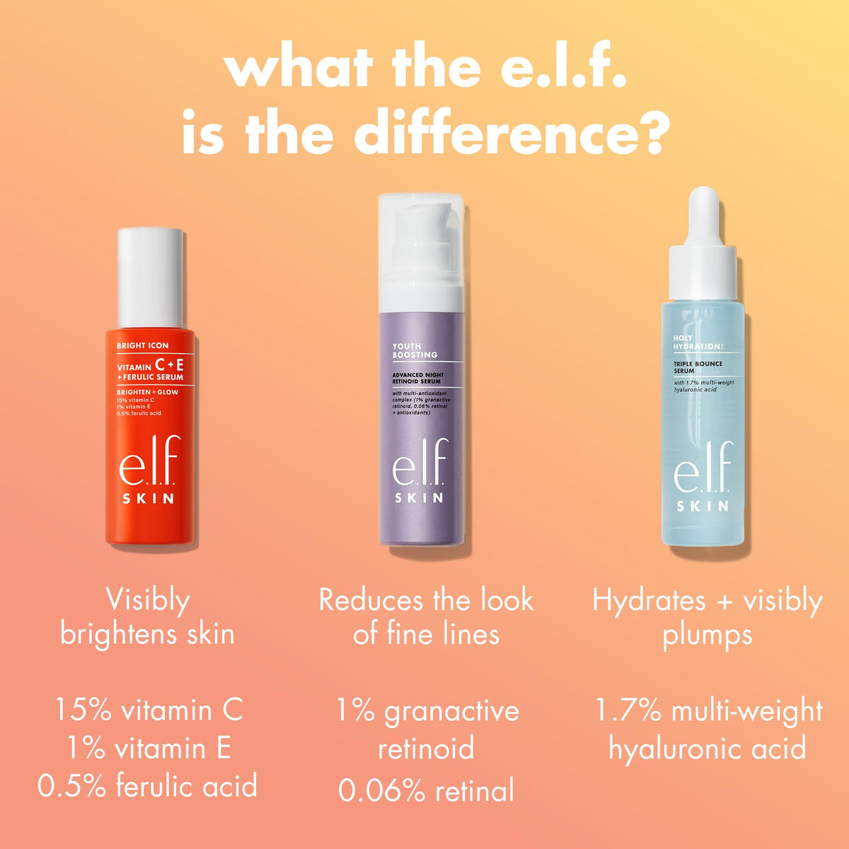 e.l.f. bottle with ingredients label visible, showing transparency and formulation