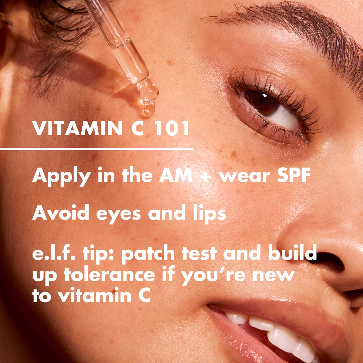 e.l.f. serum texture on skin, showing fast-absorbing non-greasy finish