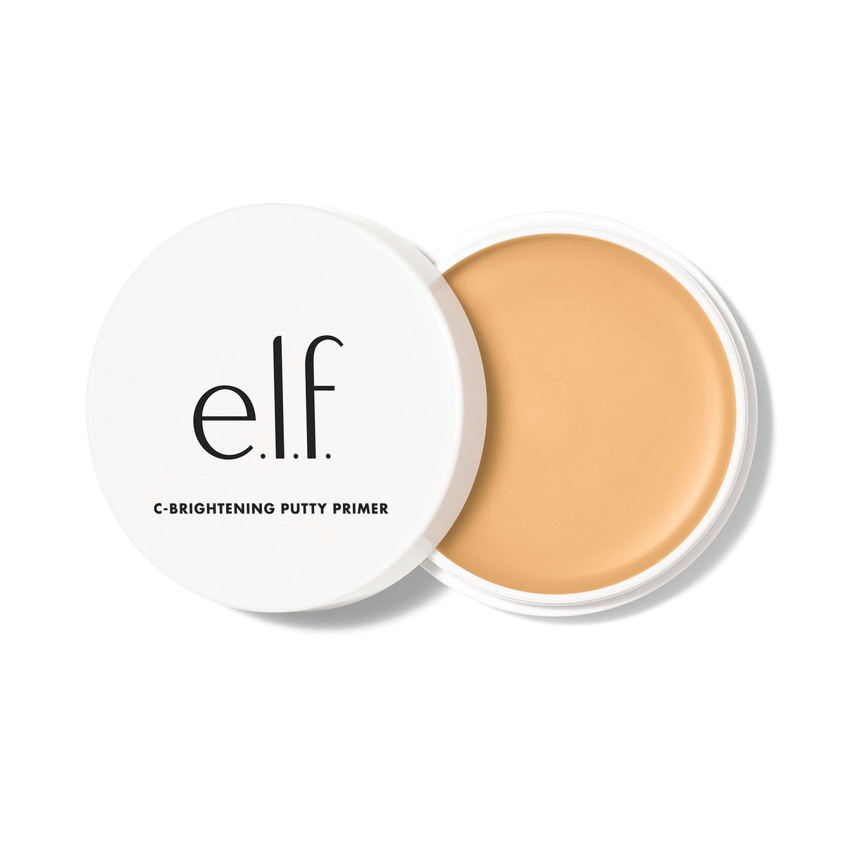 e.l.f. C-Brightening Putty Primer front jar showing label and lid benefit brightens