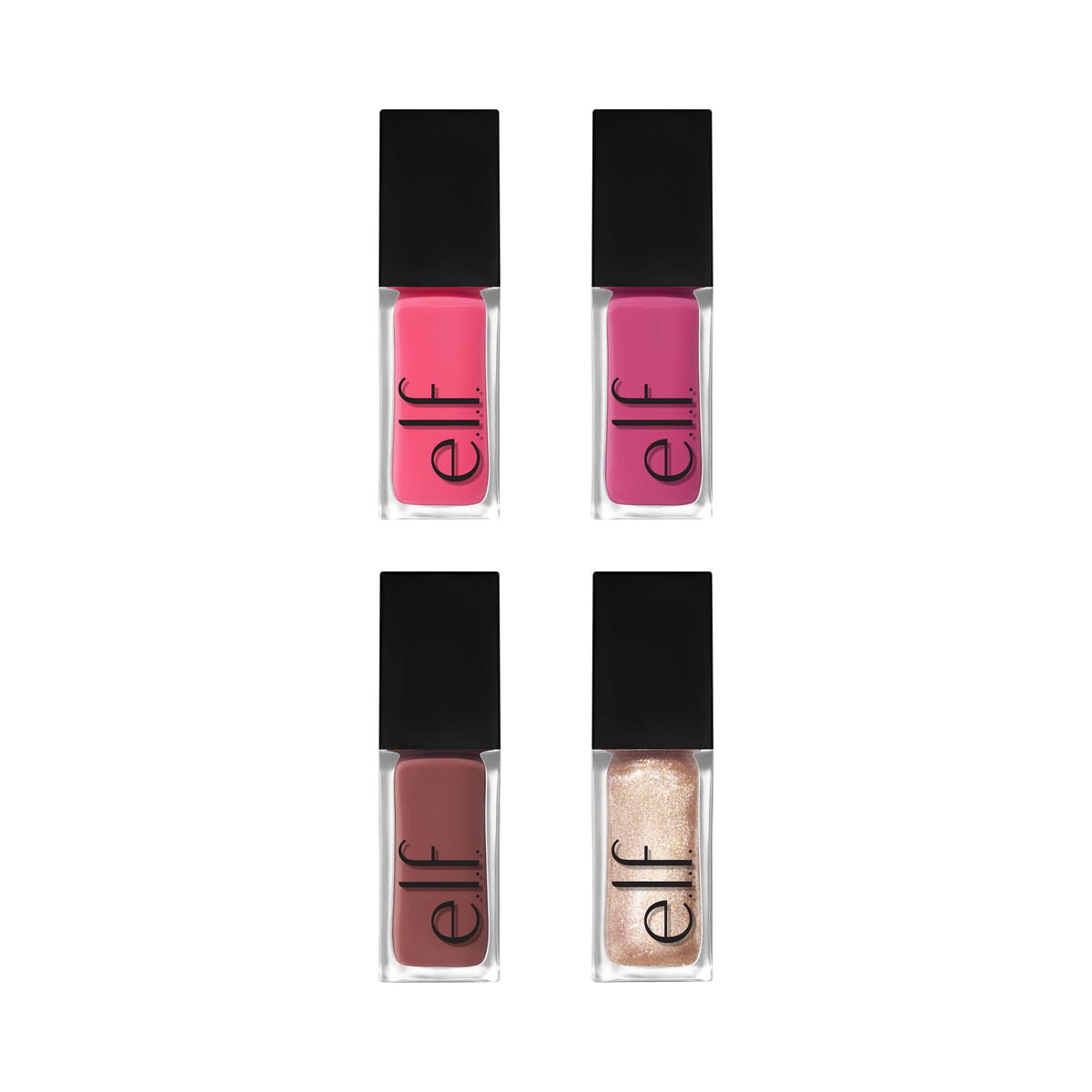 e.l.f. four shades laid out to compare finishes and color