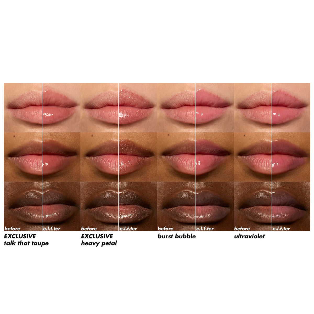 e.l.f. Burst Bubble shade close-up delivering rosy glossy finish