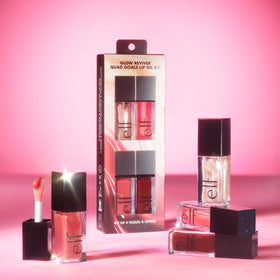 e.l.f. lip oil tubes beside a coin to show size and scale benefit: travel-friendly kit