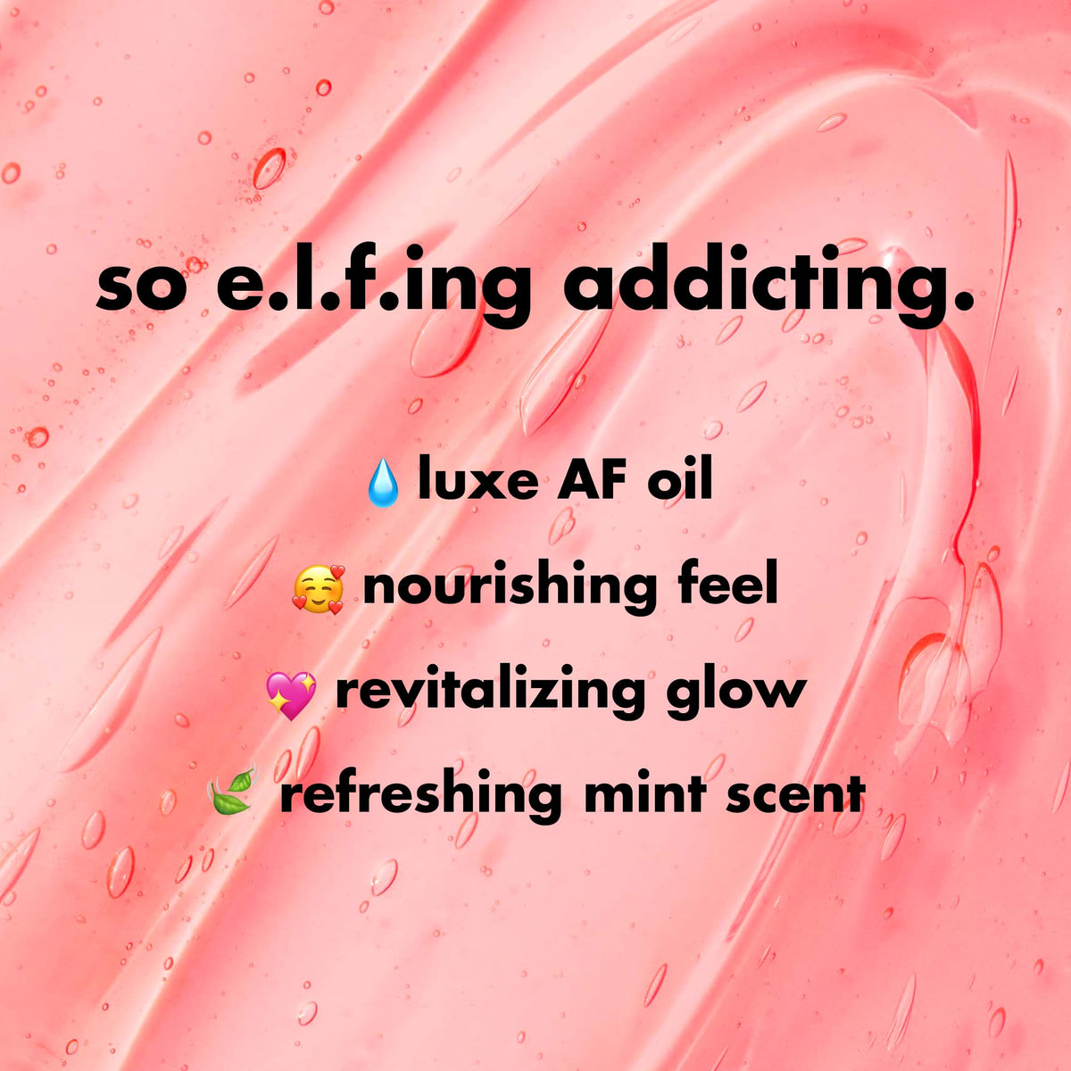 e.l.f. lip oil texture with apricot oil sheen highlighting lightweight hydration benefit: moisturizing feel