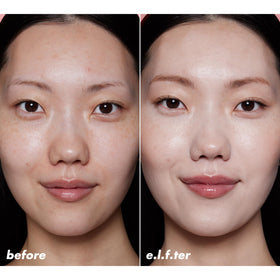 e.l.f. application on model showing natural coverage and radiant skin benefit