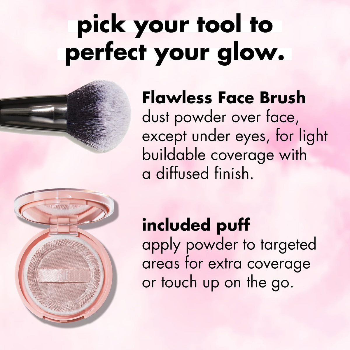 e.l.f. Halo Glow swiped with brush to show buildable, lightweight coverage