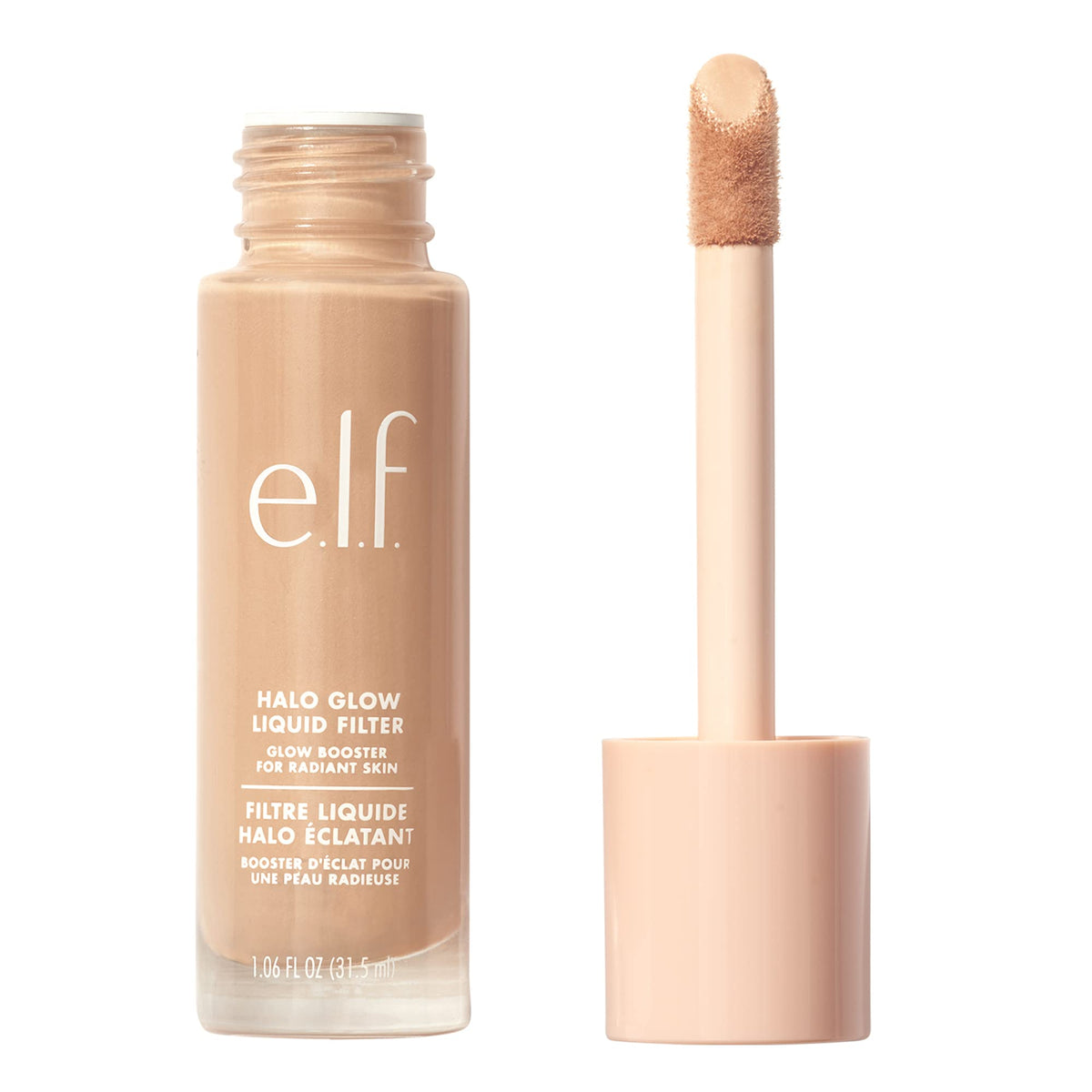 e.l.f. front bottle showing Halo Glow Liquid Filter for easy identification and benefit