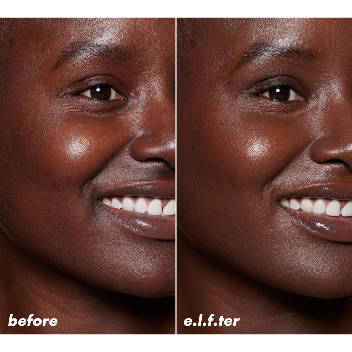 e.l.f. laid-out shade range display demonstrating 18 shades for personalized matching benefit