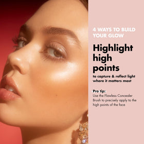 e.l.f. mixed with foundation illustrating dewy finish and buildable radiance