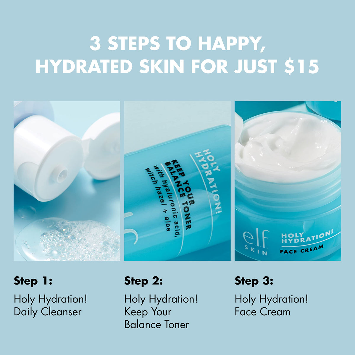 e.l.f. cleanser close-up pump showing gentle formula and easy application benefit
