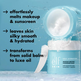 e.l.f. balm melting on skin demonstrating easy makeup removal
