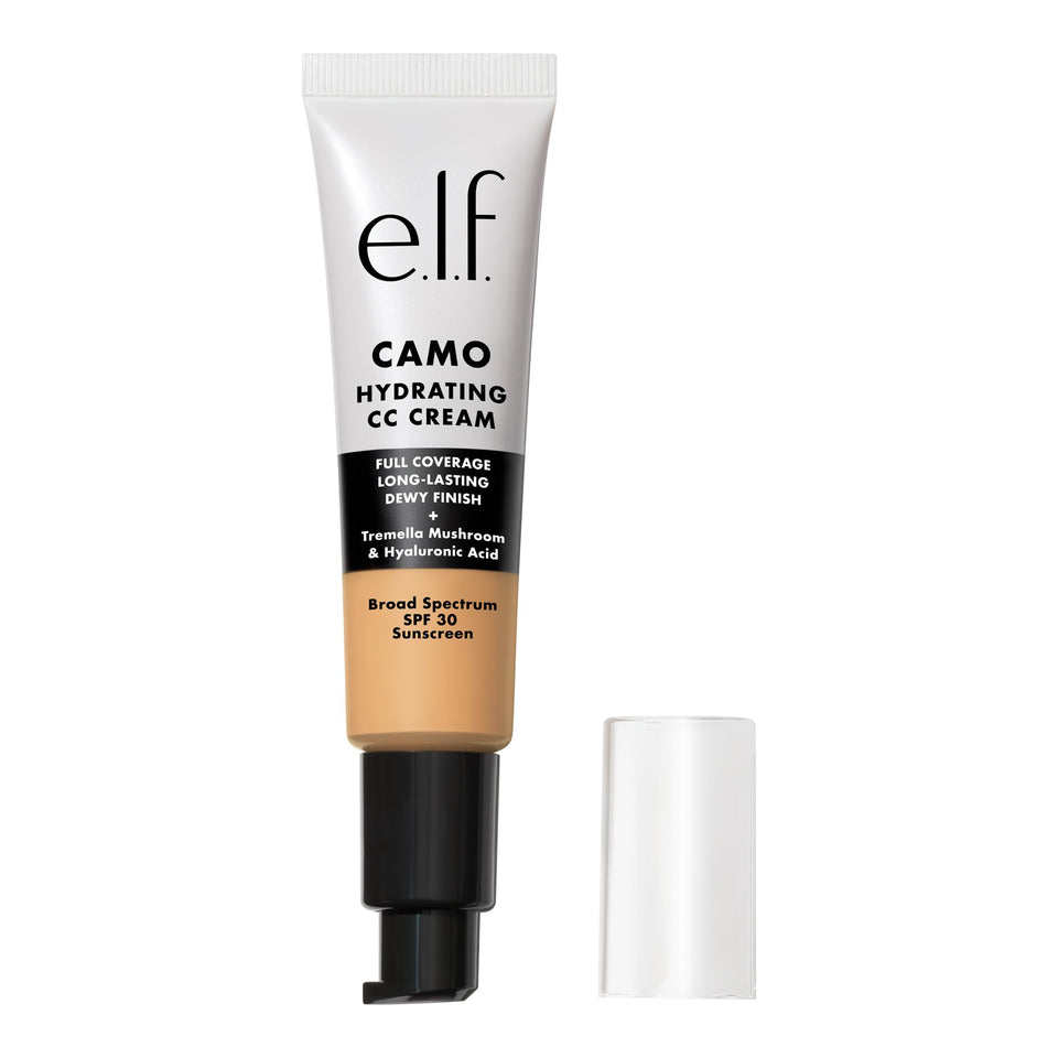e.l.f. Hydrating Camo CC Cream front packaging showing shade and SPF benefit