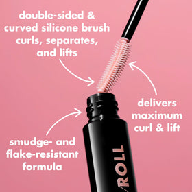 e.l.f. Lash ’N Roll mascara wand detail showing curl and lift effect