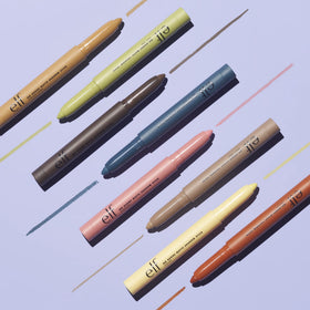 e.l.f. No Budge Matte Shadow Stick on model creating a day-to-night eye look