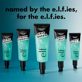 e.l.f. Power Grip Primer in hand size comparison showing large 2.5 oz value